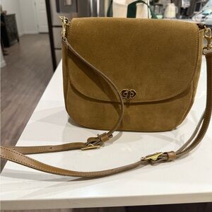 Clare V Turnlock Louis in Oatmeal Suede